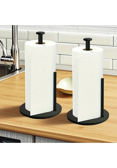 Honeybeeshop Mutfak Rulo Tutucu 2 Adet Siyah Premium Paslanmaz Celik Papir Rulo Tutucu Tezgah Rulo Dagiticisi -