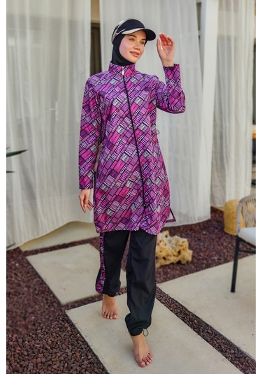 Paraşüt Tam Kapalı Tesettür Mayo Nisa R5502 Siyah