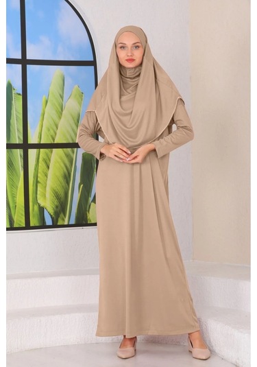 Tek Parça Namaz Elbisesi Vizon-20996 Gül Kurusu