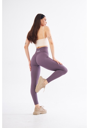 Gymhams Kalçası Büzgülü Premium Fitilli Ekstra Push Up Yükse Eflatun