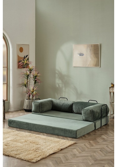 Dekoport Relax Kanepe Dinlenme Koltuğu Puffy Kanepe Yatak Olabilen Açılır Aktivite Koltuğu Yesil