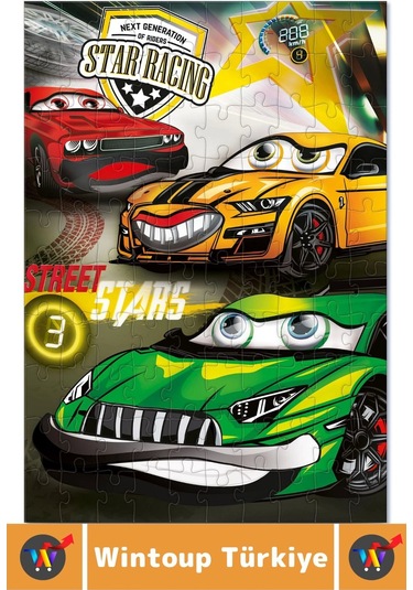 Premium Seri Eğlenceli El Göz Koordinasyon Beceri Geliştirici Çocuk 2x100 Puzzle Star Ralli