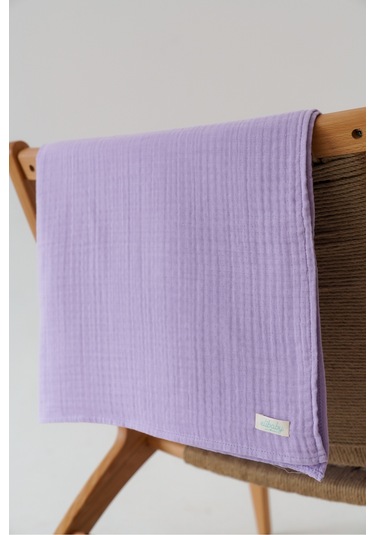 Organik Pamuk Ekstra Yumuşak 4 Katlı Müslin Battaniye Lavanta 85x100 CM Açık Mor