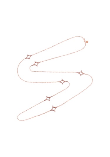 Zirkon Taşlı Çift Taraflı Geometrik Şekilli Taşlı Rose Altın Kaplama Gümüş Kolye Gold - Rose Gold - Gümüş