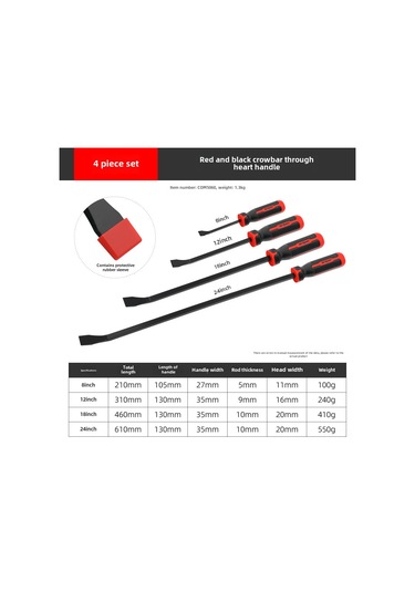 Symbee Hi-spec Çok Amaçlı Tamir Çubuğu Seti 4 Adet - Otomobil Bakımı, Ahşap İşleri Ve Çivi Çekme İçin Dayanıklı Ve Ergonomik Tasarım