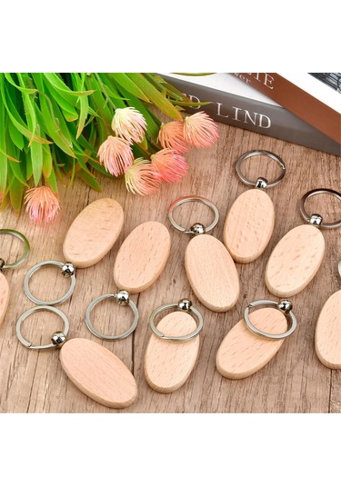 Gatherco 30 Adet Oval Ahşap Anahtarlık Boşluğu Bitmemiş Ahşap Anahtarlık Boş Anahtarlık Anahtarlık Etiketi Ahşap Gravür Boş Anahtarlıklar