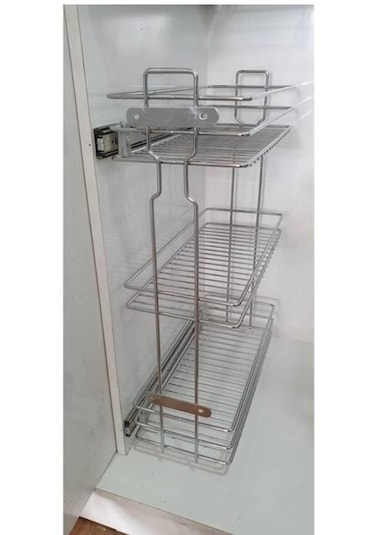 3 Katlı Yandan Raylı Mutfak Dolap İçi Şişelik Yağdanlık 15.5cm
