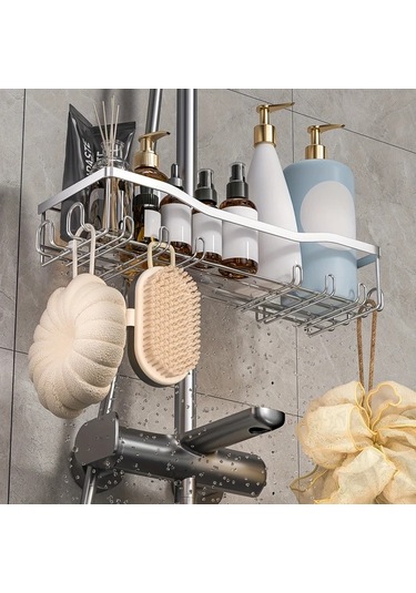 Xuweiwei 1 Adet Gümüş Banyo Rafı, Duvara Monte Askılı Yüzer Raf, Duş Rafı Aksesuarı Gümüş