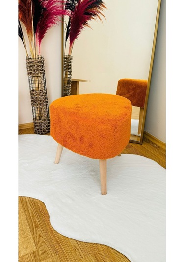 Bohem Tarz Teddy Kumaş Üçgen Puf, Makyaj Taburesi, Bench, Tarçın