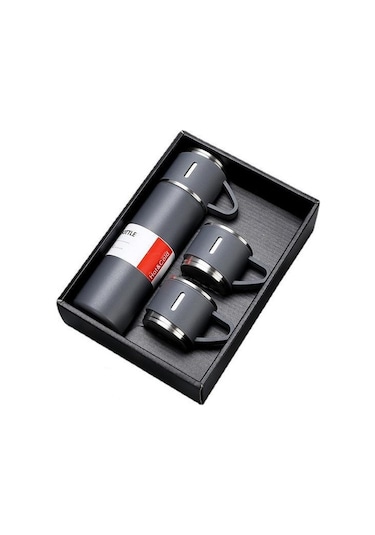 Panada Outdoor Paslanmaz Çelik Termos Bardak Seti - 500ml Portatif Ve Şık Çelik Termos Gri Gri