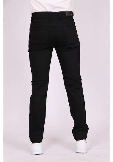 Erkek Siyah Slim Fit Dar Kesim Pamuk Denim Esnek Jean Kot Pantolon