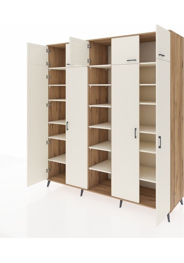 Kronos Dolap 18 Raflı 9 Kapaklı 220x59x243 Çam-aytaşı/aytaşı Aytası/aytası