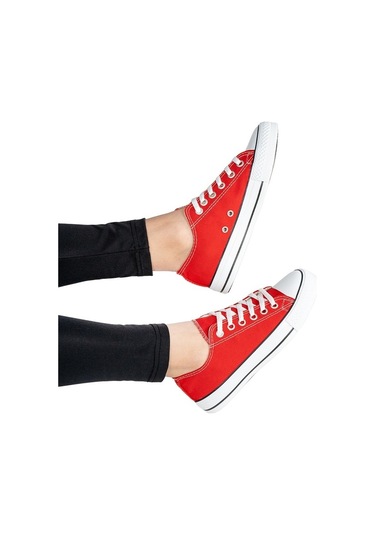 Unisex Keten Spor Ayakkabı Kırmızı