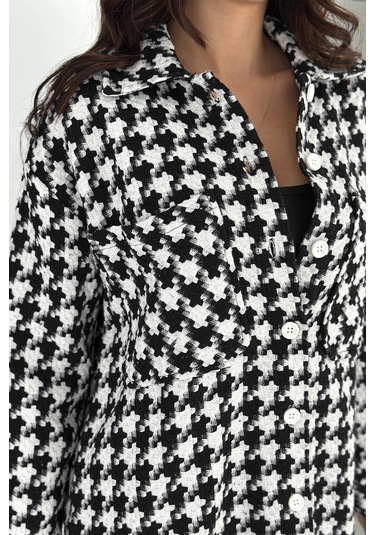 Kazayağı Gömlek Siyah Siyah