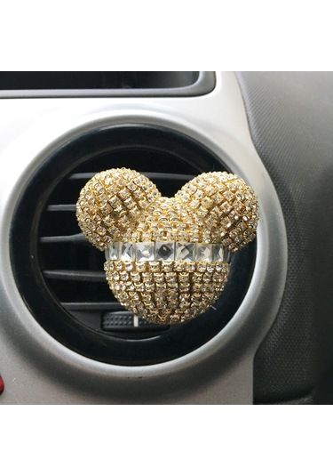 Kristal Taşlı Panda Havalandırma Klips Oto Kokusu Altın