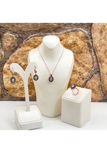 Elmas Montür Rosegold Oval Spor Gümüş Set Takım Rose Gold