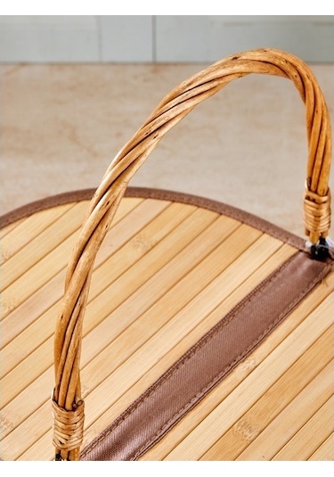 Morponi Bambu Piknik Sepeti Oval Alg Kahverengi