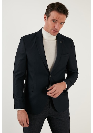 Buratti Slim Fit 6 Drop Çift Yırtmaçlı Blazer Erkek Ceket 216Serardo Lacivert