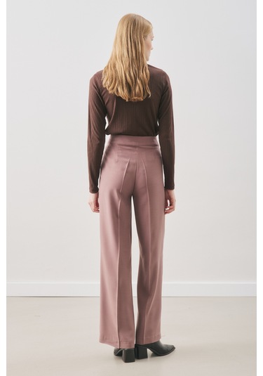 Dökümlü Tencel Pileli Pantolon Gülkurusu Gülkurusu