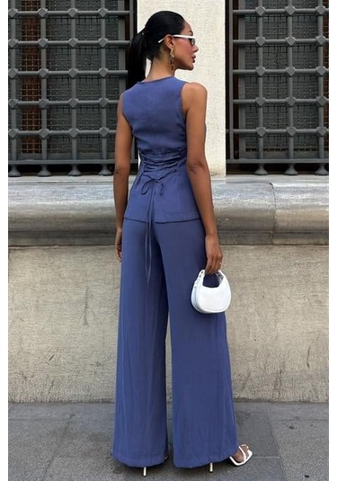 Arkası Bağcıklı Yelek Plazza Pantolon Modal Takım 10202-08 İndi Go