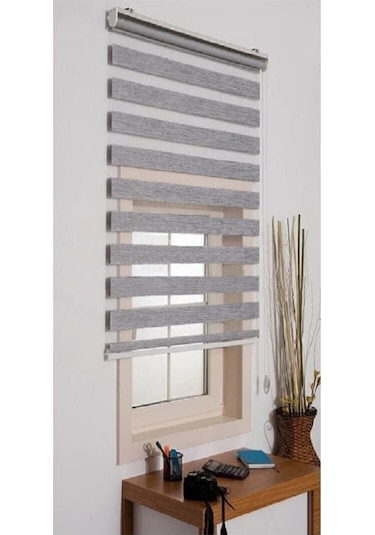 Networkavm Gri Mz666 Etek Dilimsiz Stor Zebra Perde 140 X 293 Gri