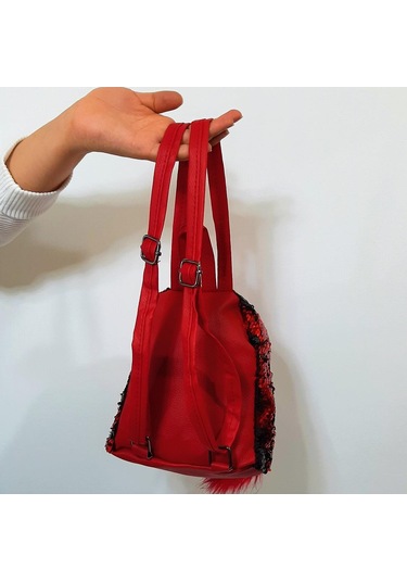 Fiyra Crn Kırmızı Pullu Kız Çocuk Sırt Çantası 16cmx20cmx10cm 001