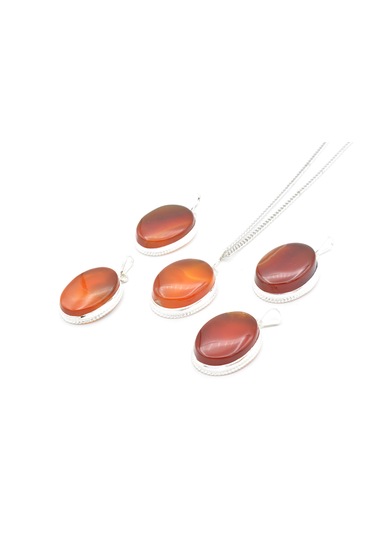 Murty99 Hakiki Doğal Karnelyan Akik Taşı Kolye Ucu Kırmızı