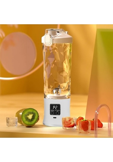 Fastbuy Kompakt Usb Şarjlı Blender, 20oz, Beyaz, Dijital Ekran, Paslanmaz Çelik Beyaz