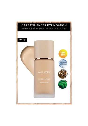 Alix Avien Kırışıklık Karşıtı Nemlendirici SPF30 Parlak Bitişli Fondöten Care Enhancer 807 Apricot