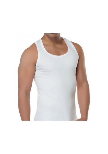 Q-en 3 Adet Erkek Atlet Askılı Penye Pamuk E1001 Beyaz