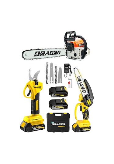 Dragro DRG-9D 3'lü Set 9.9HP Benzinli Odun Ağaç Kesme Motoru