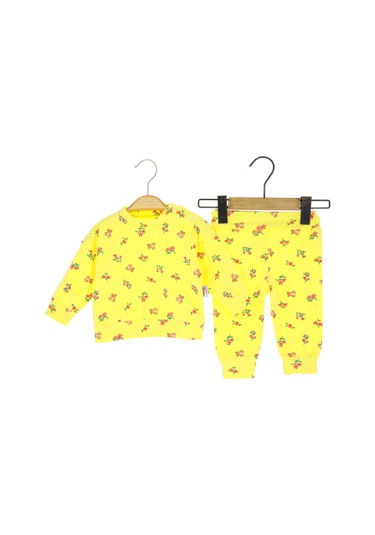 Kız Bebe Takım Çiçek Baskılı Sari