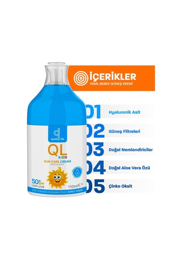 Ql Bebek Güneş Kremi 50+ Spf 110 Ml Çok Yüksek Koruma Çocuk Güneş Kremi