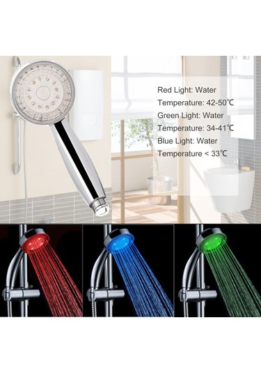 Monyee Led Duş Başlığı, Su Akışı İle Çalışır, 3 Renk Sıcaklık Algılama Ve 7 Renk Otomatik Değişim Seçenekleri, Su Tasarruflu, Abs Malzeme, G1/2 Bağlantı Diğer