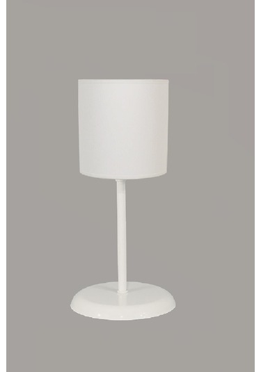Şenay Aydınlatma Modern Metal Ayak Silindir Kumaş Abajur-Beyaz Diğer