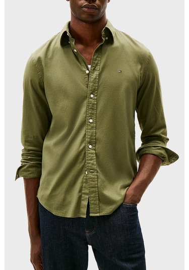 Tommy Hilfiger Erkek Gömlek Mw0mw40469 Plı Yeşil Yeşil