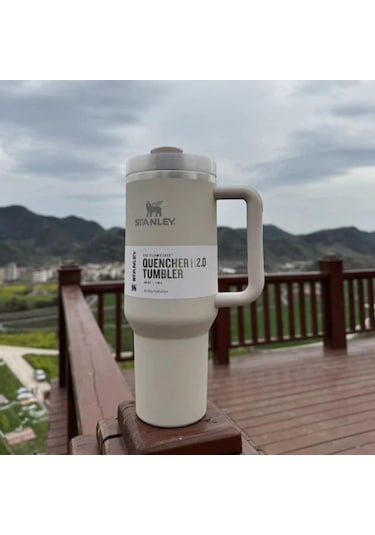 Lemestar 40oz Paslanmaz Çelik Araç Termosu - 1.18l Büyük Kapasiteli Spor Matara, Beyaz Renk Bej