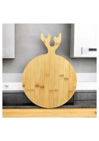 Bambu Geyik Kesim Tahtası Sunum Tabağı Tabak Sunumluk 35 26cm