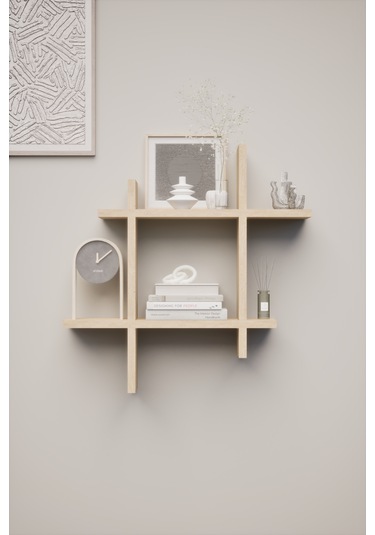 Linea Safir Meşe Dekoratif Duvar Rafı - Duvara Monte Kitaplık