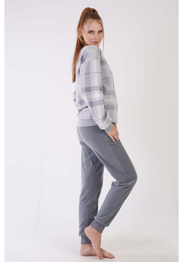 Kadın Polar Uzun Kol Gri Pijama Takım C9t8n1o303 001