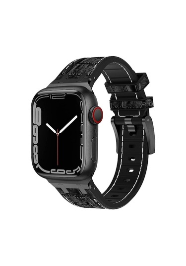 Novahub İos Watch Uyumlu Se 2022 44mm Timsah Dokusu Sıvı Silikon Saat Bandı Siyah Beyaz Siyah, Küçük Boy,/i Siyah Beyaz Siyah
