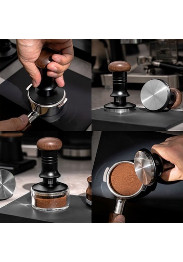 Moveevo Yaylı Mekanizmalı 30lbs Sabit Basınçlı Paslanmaz Çelik Kahve Presi - Ayarlanabilir Derinlik Ve Ergonomik Ceviz Sap Diğer