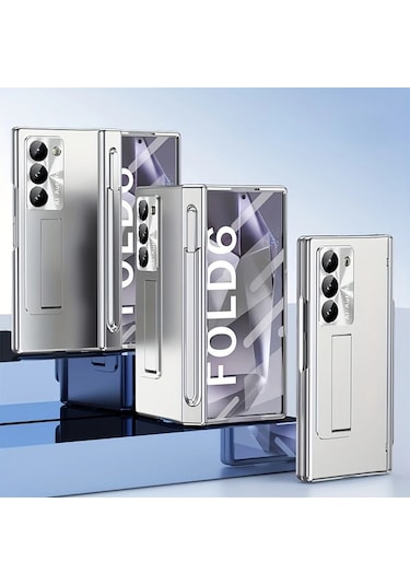 Turcoshop11 Samsung Z Fold6 Melody Sky Elektro Kaplama Lüks Kılıf Rose Gold