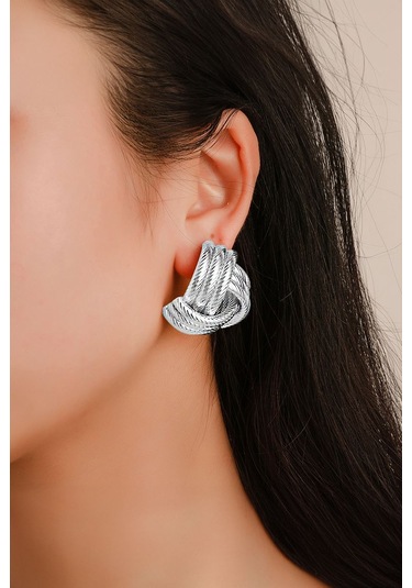 Chavin Gri Bijuteri Retro Tarz Bayan Küpe Ev19by Gri