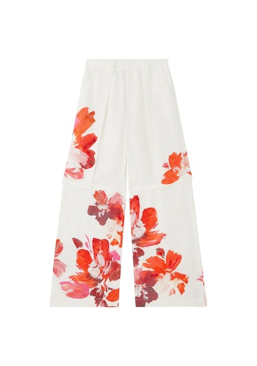 Acler Chapelhill Viscose Blend Convertible Pants, Geniş Paça Rahat Pantolon Beyaz