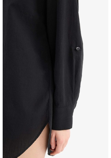 DeFacto Regular Fit Pamuklu Plaj Gömleği-Fall in Love W8241AZ25SMBK27 Siyah