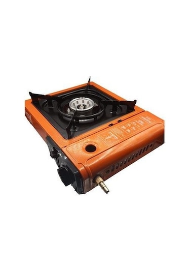 Rox Camping 0189 Tekli Portatif Kamp Ocak - Turuncu, Rüzgarlıklı, Ekstra Gaz Girişli