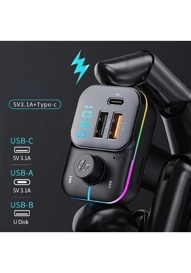 Artfulabode Verici Sones Bluetooth Mp3 Şarj Kablosuz Hızlı Araç Fm Çalar C24 Handsfree Xj