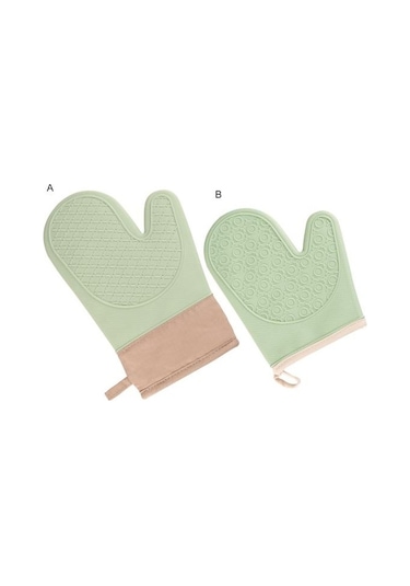 1 Adet Silikon Fırın Eldiveni Anti-haşlanma Kaymaz Kalın Pamuk Astar Uzun Isıya Dayanıklı Mikrodalga Eldiven Mutfak Pişirme Malzemeleri A