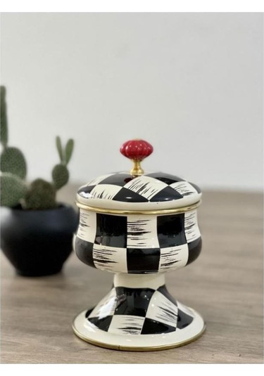 Acar Qualıta-kıng Kapaklı Emaye Şekerlik Dama Dekor Xap-21-0518